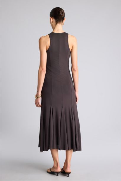 Tül Kolsuz Midi Elbise