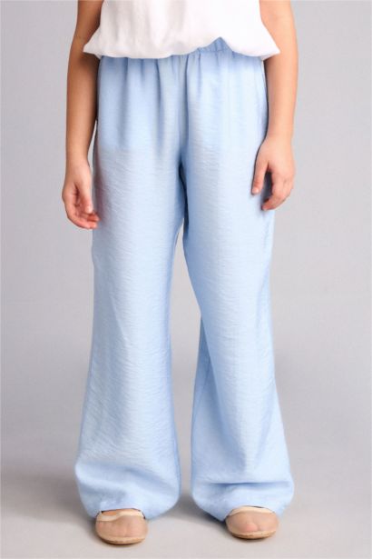 Straight Fit Kırışık dokulu Pantolon Kız Çocuk