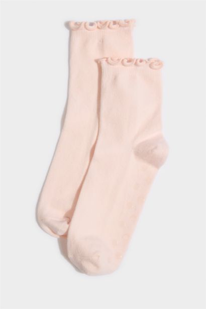 Kadın Kaydırmaz Taban 2'li Pamuklu Pilates Çorabı