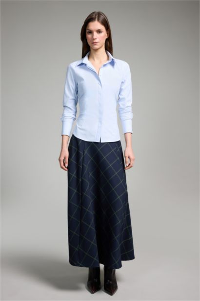 A Cut Printed Normal Waist Midi Skirt