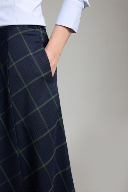 A Cut Printed Normal Waist Midi Skirt