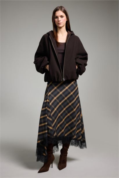 A Cut Printed Normal Waist Midi Skirt