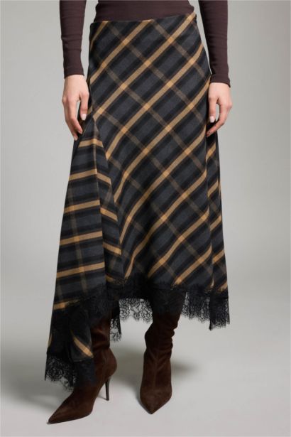 A Cut Printed Normal Waist Midi Skirt