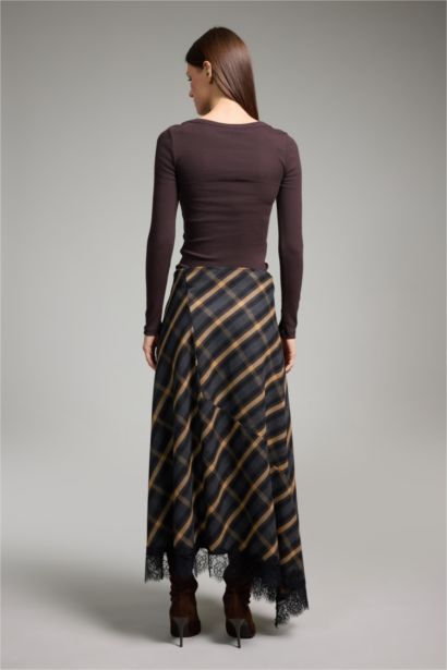 A Cut Printed Normal Waist Midi Skirt