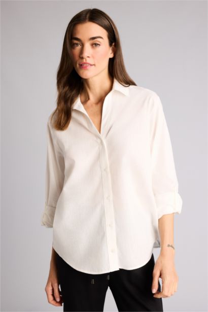 Regular Fıt Gömlek Yaka Uzun Kollu Gömlek
