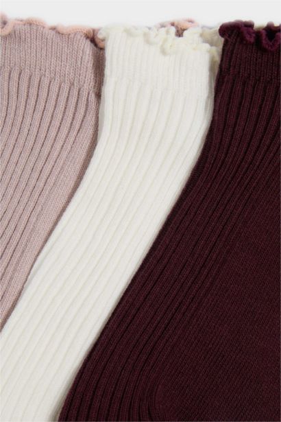 Kadın Fırfırlı 3'lü Pamuklu Patik Çorap