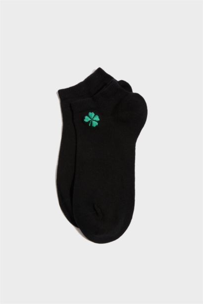 Kadın Nakışlı Dikişsiz 3'lü Pamuklu Patik Çorap