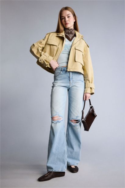 Fermuarlı Kısa Pamuklu Mont