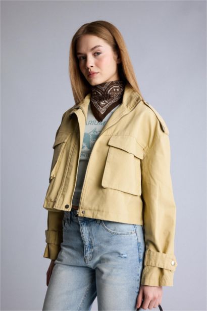 Fermuarlı Kısa Pamuklu Mont