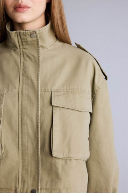 Fermuarlı Kısa Pamuklu Mont