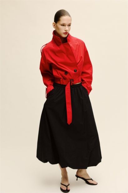 Юбка со средней талией из поплина для женщин