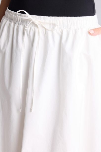 Balloon Fit Poplin Normal Waist Midi Skirt