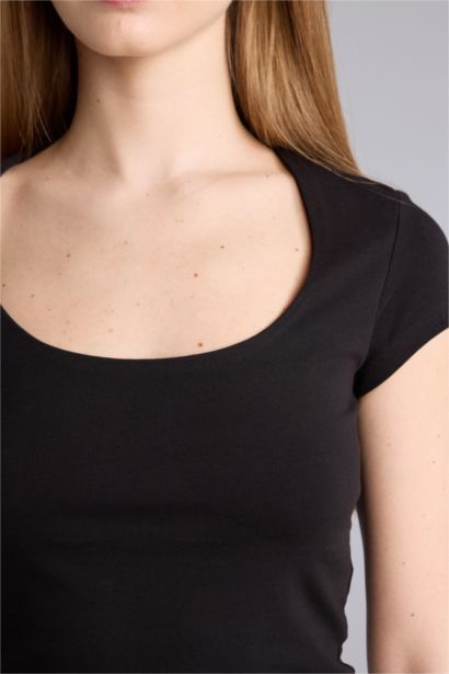 Fıtted Basıc Crop Tişört