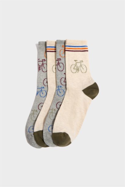 Dikişsiz 4'lü Pamuklu Uzun Çorap Erkek Çocuk