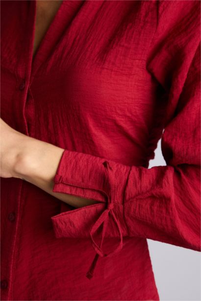 Fıtted Gömlek Yaka Modal Uzun Kollu Gömlek