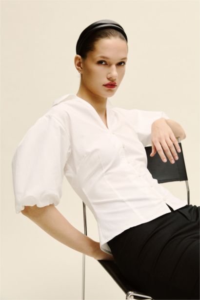 Fıtted Poplin Kısa Kollu Gömlek