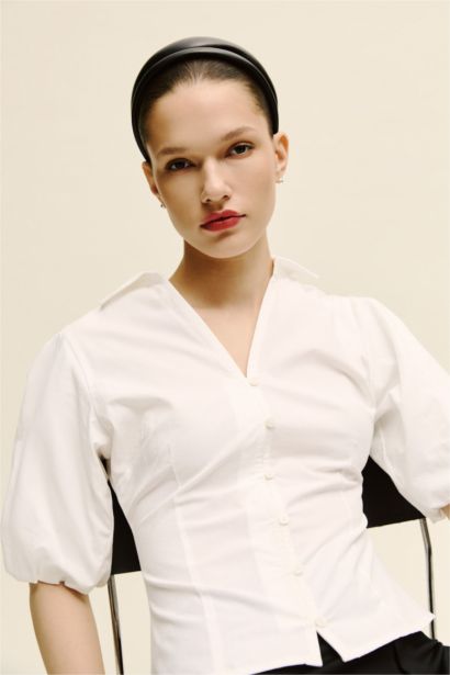 Fıtted Poplin Kısa Kollu Gömlek