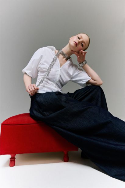 ұзын бұлшықет пішімі Қысқа жеңді көйлек