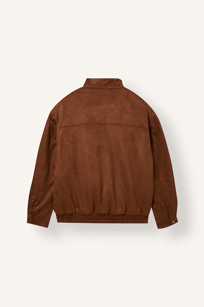 Regular Fit Suede Look Mock Neck Jacket