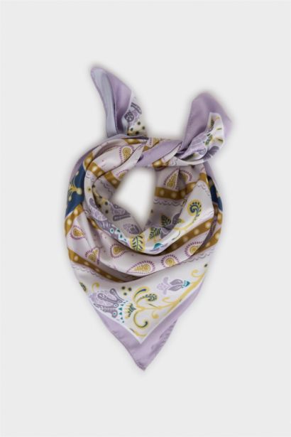 Woman Floral Satin Scarf