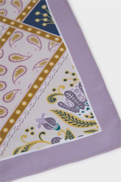 Woman Floral Satin Scarf