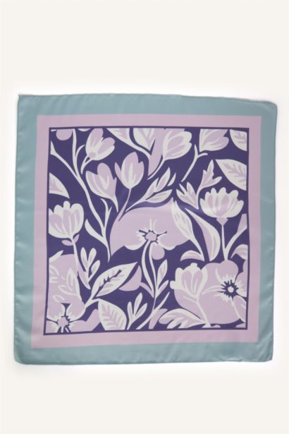 Çiçek Desenli Saten Fular