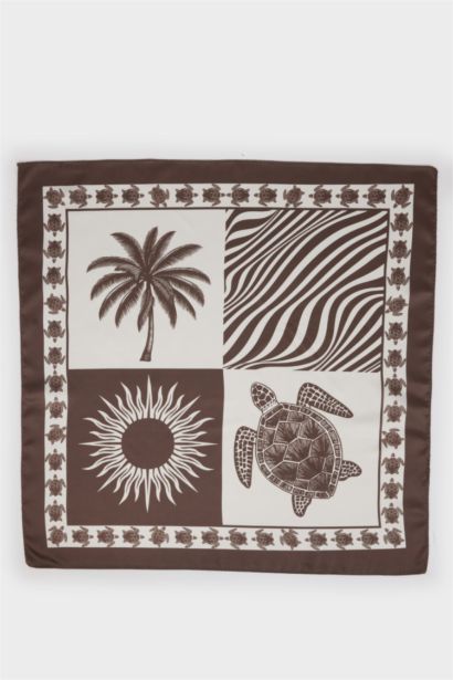 Kaplumbağa Desenli Saten Fular