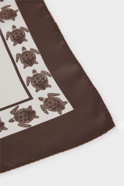 Kaplumbağa Desenli Saten Fular