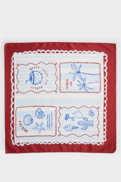 Yaprak Desenli Saten Fular