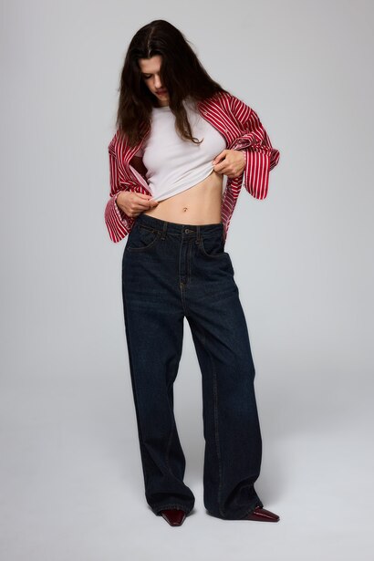 Baggy Fit Yüksek Bel Jean Pantolon