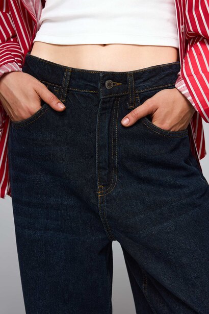 Baggy Fit Yüksek Bel Jean Pantolon