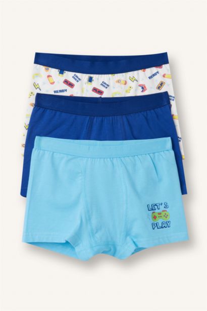 Kaykay Baskılı Penye 3'lü Boxer Erkek Çocuk
