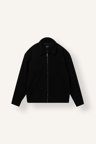 Oversize Lined Polo Collar Zip-Up Jacket