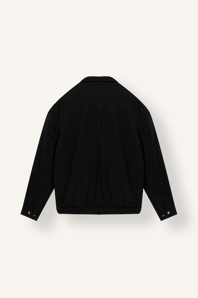 Oversize Lined Polo Collar Zip-Up Jacket