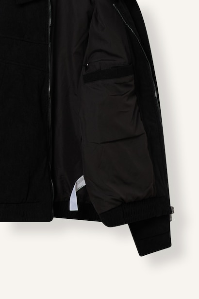 Oversize Lined Polo Collar Zip-Up Jacket