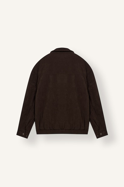 Oversize Lined Polo Collar Zip-Up Jacket