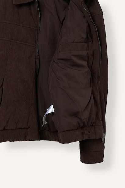 Oversize Lined Polo Collar Zip-Up Jacket