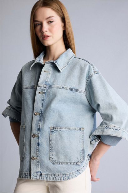 Geniş Cepli Jean Ceket