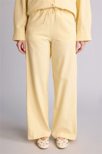 Straight Fit Keten Karışımlı Pantolon