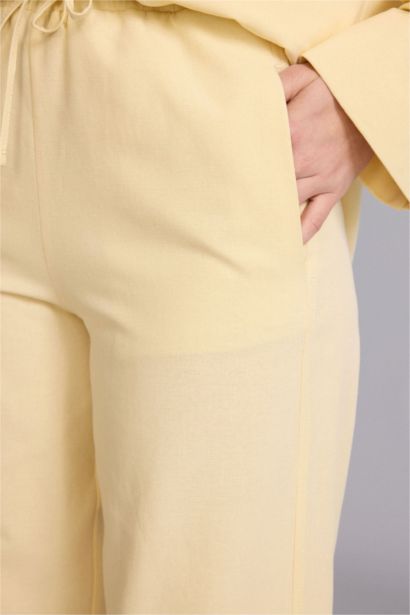 Straight Fit Keten Karışımlı Pantolon