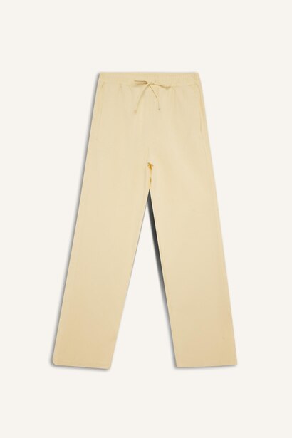 Wide Straight Linen Blend Trousers