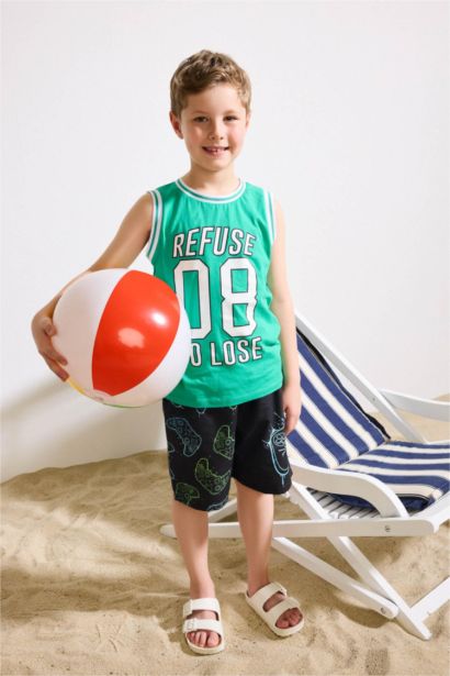 Boy Regular Fit Printed Swim Shorts