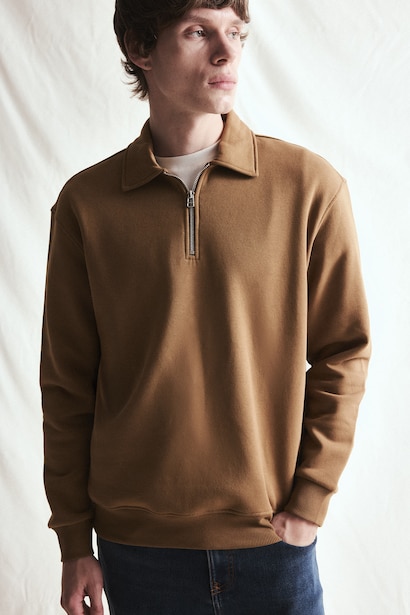 Regular Fit Thick Polo Collar Sweatshirt