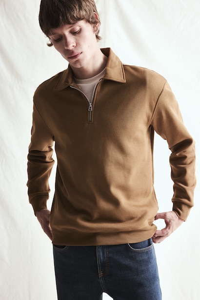 Regular Fit Thick Polo Collar Sweatshirt