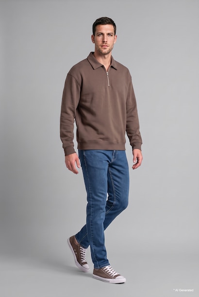 Regular Fit Polo Neck Heavyweight Sweatshirt