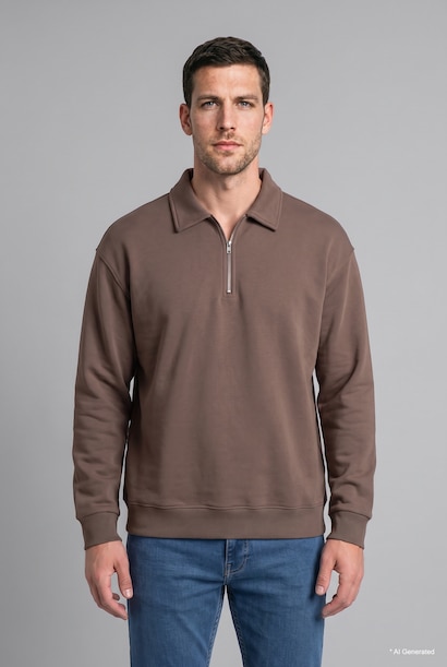 Regular Fit Polo Neck Heavyweight Sweatshirt