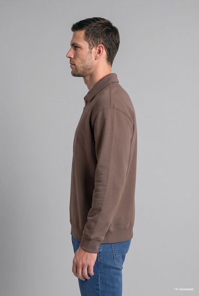 Regular Fit Polo Neck Heavyweight Sweatshirt
