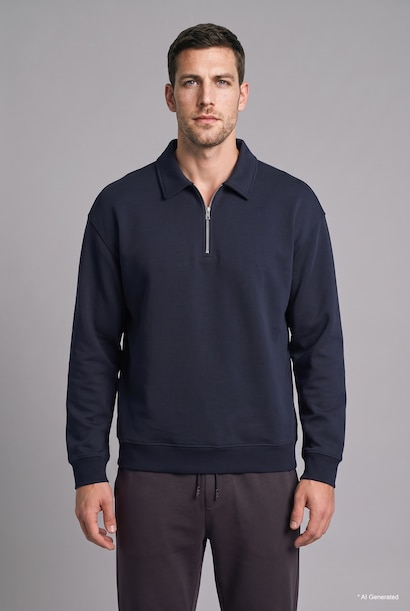 Pamuklu Polo Yaka Sweatshirt