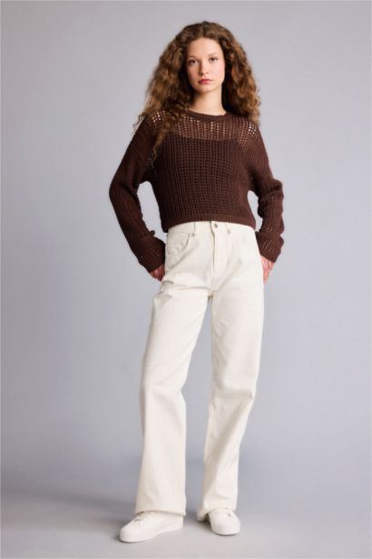 Regular Fıt Kayık Yaka Kazak