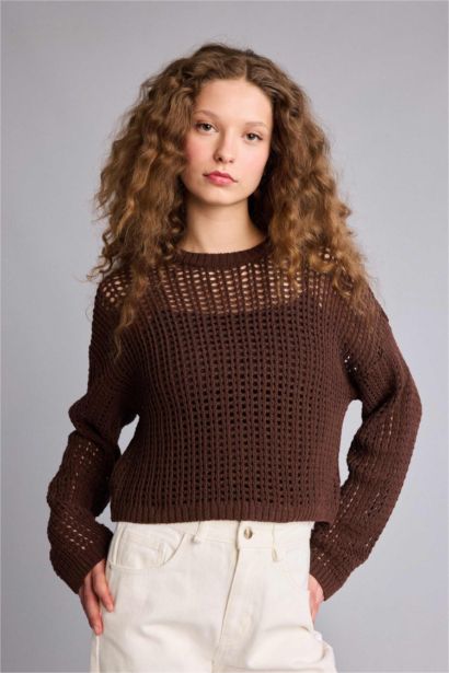 Regular Fıt Kayık Yaka Kazak